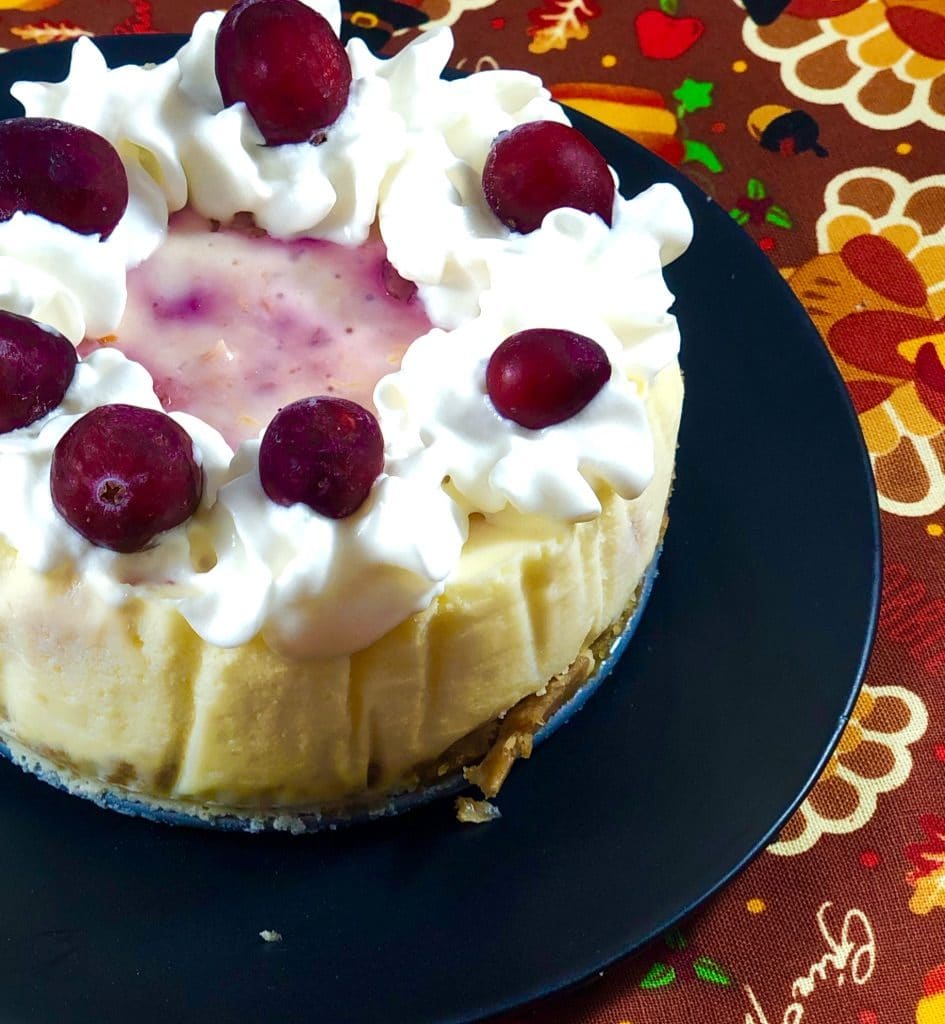 Thanksgiving cranberry sauce cheesecake