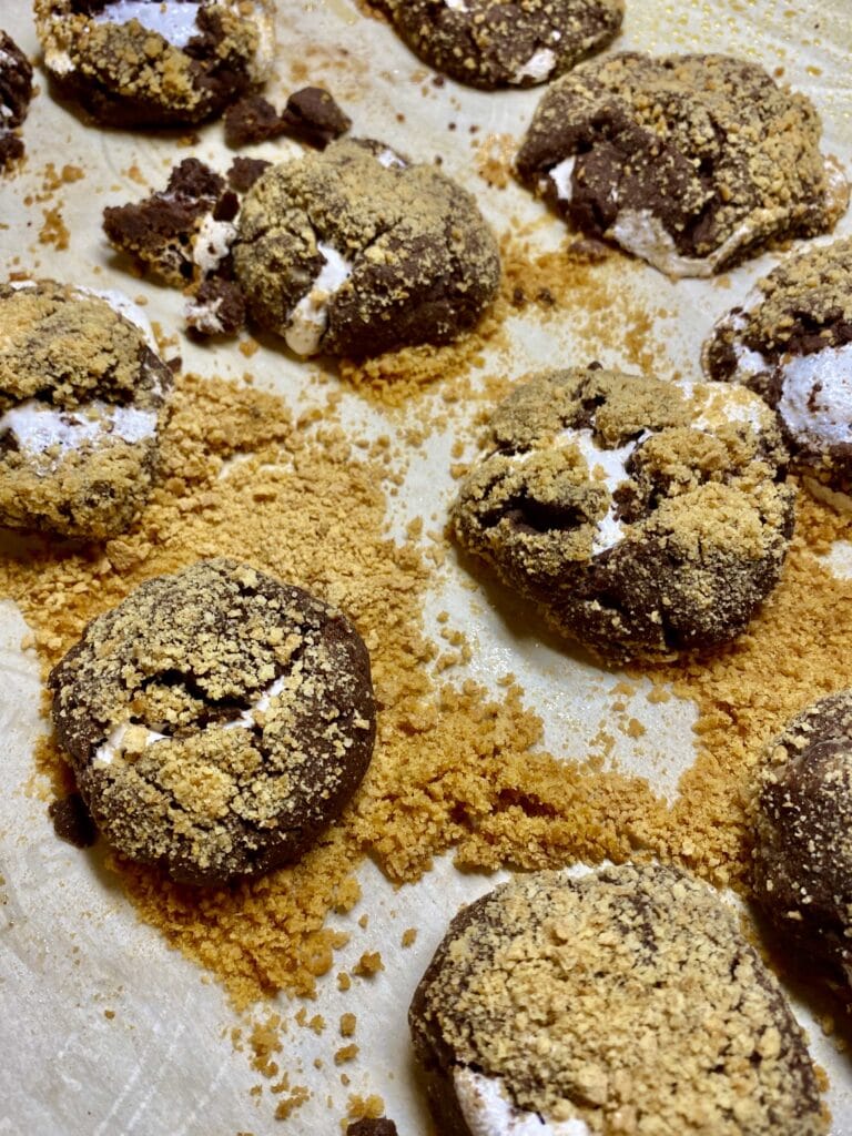 Homemade s'mores crinkle cookies