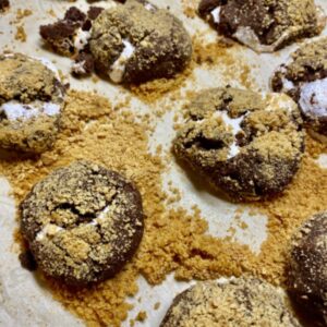 Homemade s'mores crinkle cookies