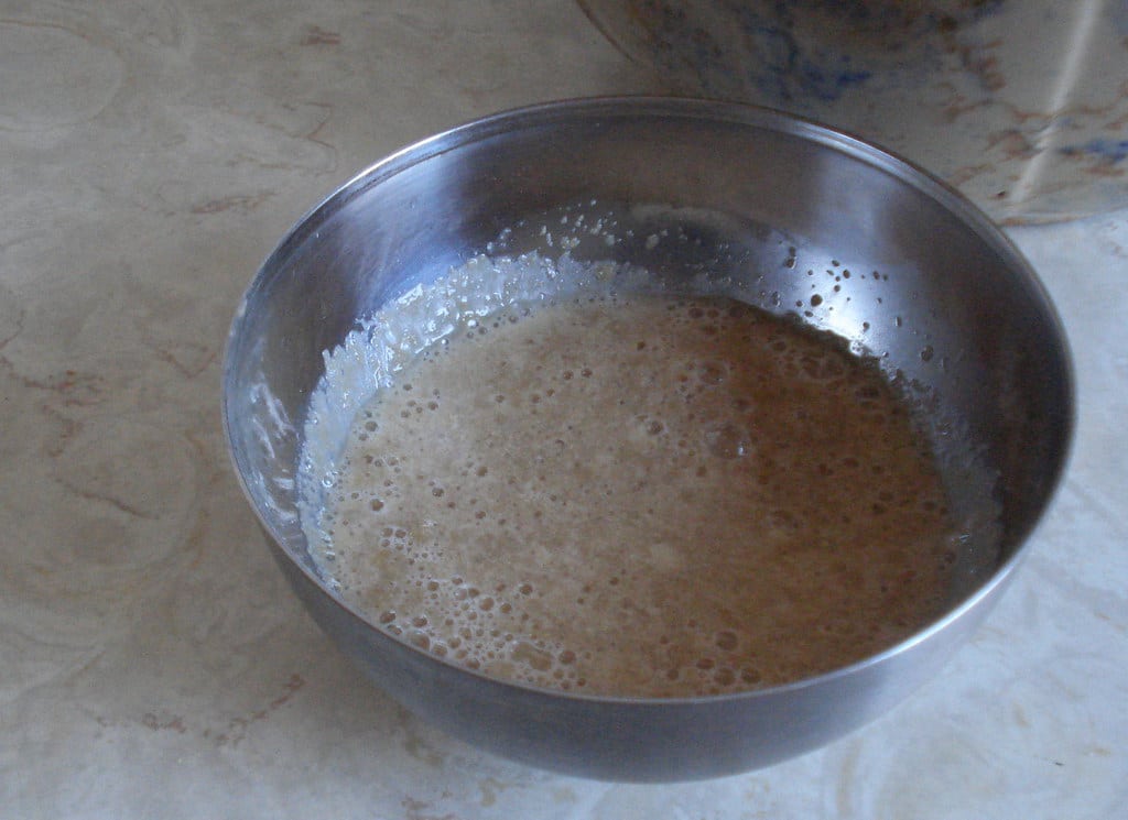 To make homemade dinner rolls, you first must activate the yeast. This is what it looks like when it's not quite right. A few very. small bubbles but overall just looks cloudy. bread proofing temperature