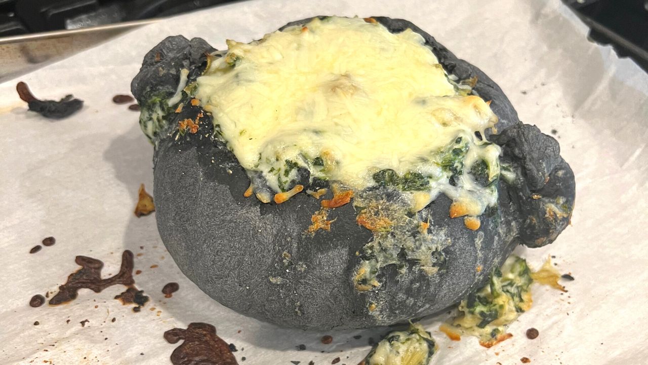 bread bowl with spinach dip